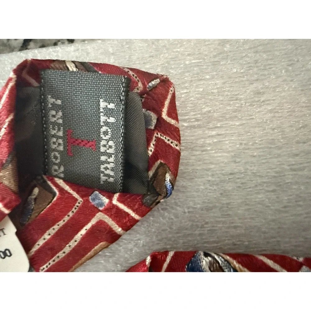 Robert Talbott Hand Sewn And Printed Silk‎ USA Space Pattern Geometric Red Tie